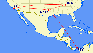 LAX-PTY Routing
